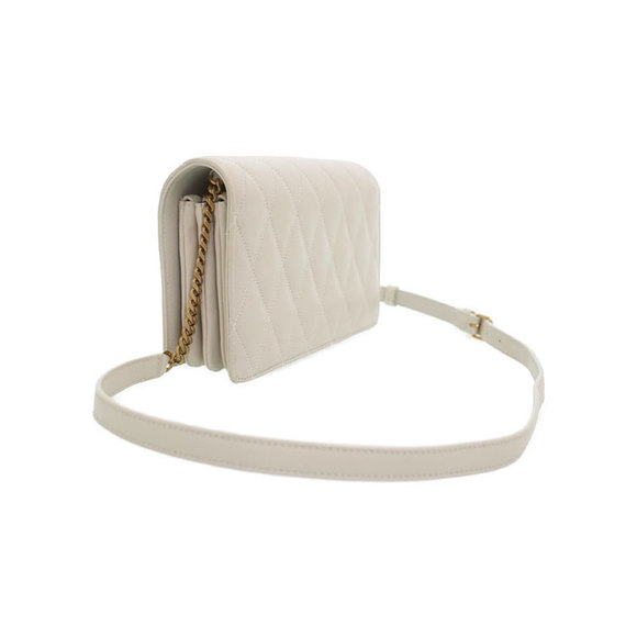 Saint Laurent Paris Monogram Angie Shoulder Bag Beige Black - Picture 2 of 9